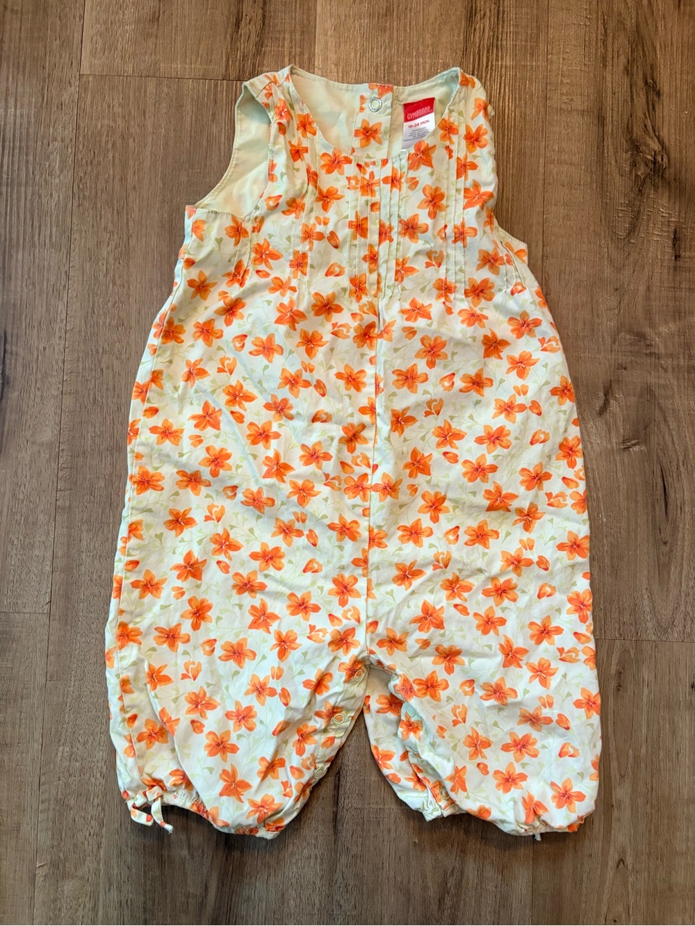 🌼3/$20 Gymboree White Sleeveless Floral Bubble Romper with Orange Flowers